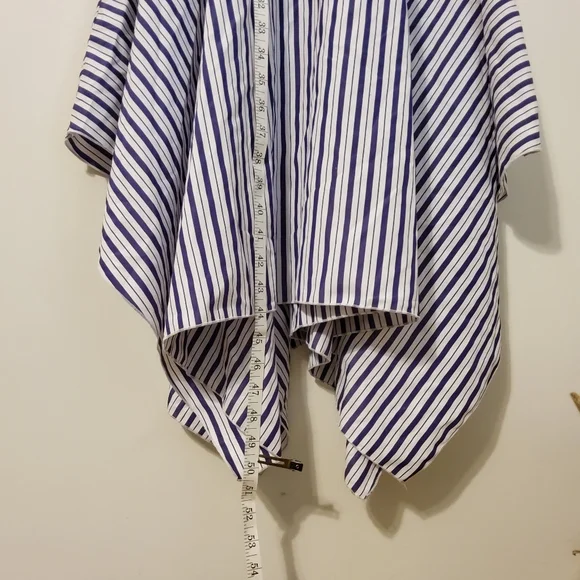 Mlle Gabrielle Purple/White Striped Asymmetrical Fit & Flare Dress Size L - Picture 3 of 8